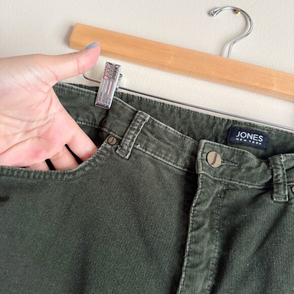 Jones New York Green Corduroy Classic Stretch Lexington Straight Pants - Size 14 - Picture 2 of 8